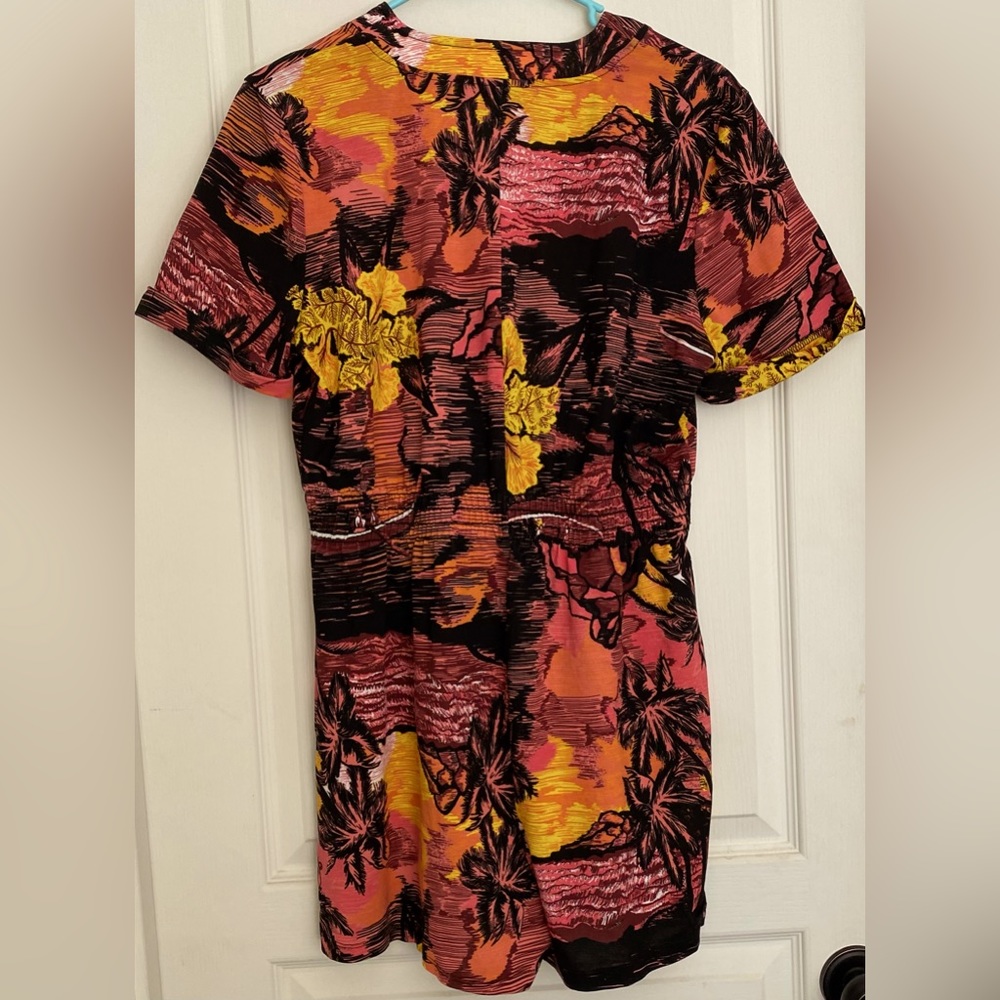 Zara Plunging V Aloha Sunset Hawaiian Shirt Print Romper. - Picture 4 of 5